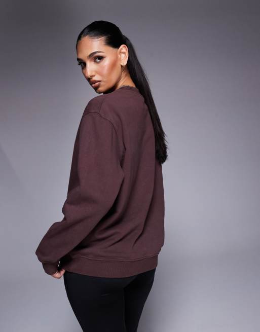 4505 – Schweres, schnell trocknendes Oversize-Trainingssweatshirt in verwaschenem Braun , 2 von 4