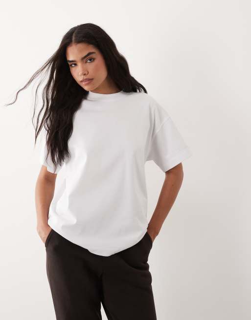 4505 – Schweres, schnelltrocknendes Oversize-T-Shirt aus Baumwolle in Weiß mit „Studio“-Obstprint, 4 von 4