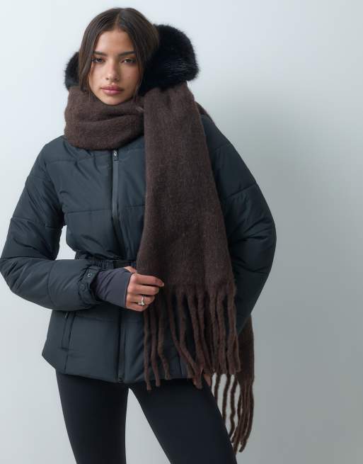 4505 Sciarpa oversize morbida color cioccolato, 1 di 3