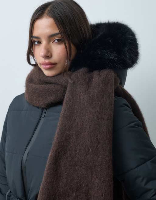 4505 Sciarpa oversize morbida color cioccolato, 3 di 3