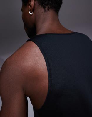 4505 Mesh Running Tank Top With Drop Armholes In Black