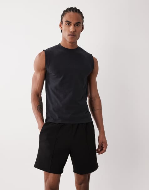 4505 scuba-style fabric sweat shorts with pintuck detail in black - view 1