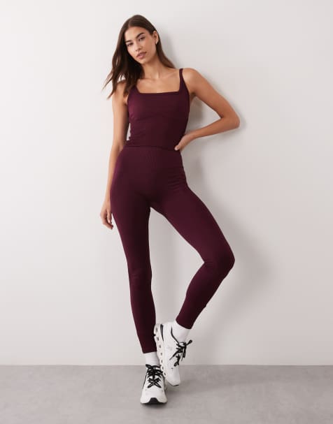 4505 sculpting seamless high waist gym leggings in wine - view 1