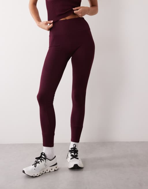 4505 sculpting seamless high waist gym leggings in wine, 2 of 5