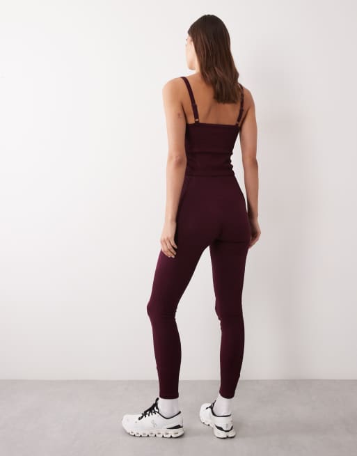 4505 sculpting seamless high waist gym leggings in wine, 4 of 5