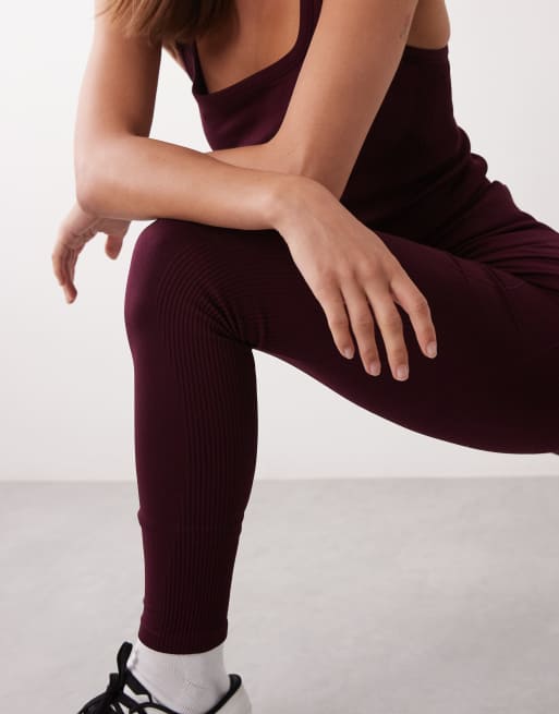 4505 sculpting seamless high waist gym leggings in wine, 5 of 5