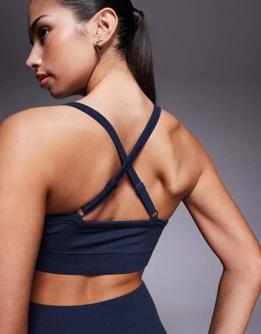 4505 sculpting seamless light support sports bra with adjustable straps in indigo, 2 of 4