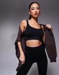 [ASOS] 4505 sculpting seamless medium support sports bra in black S Black