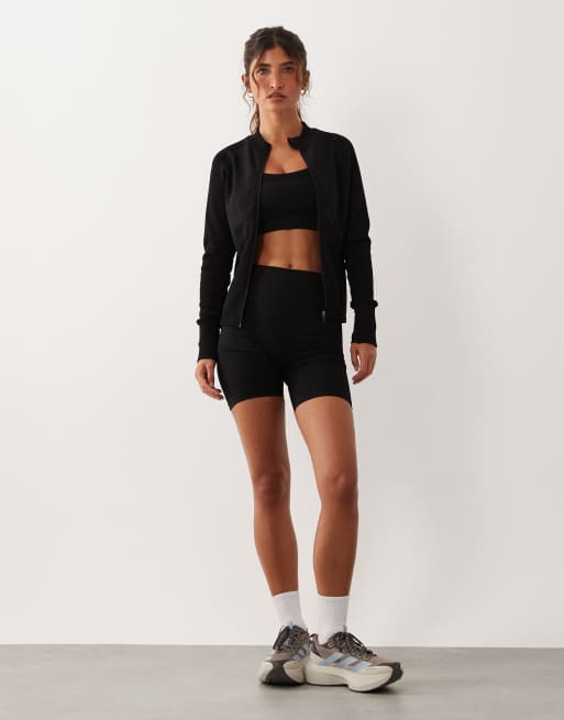 4505 sculpting seamless zip up long sleeve top in black, 2 of 4