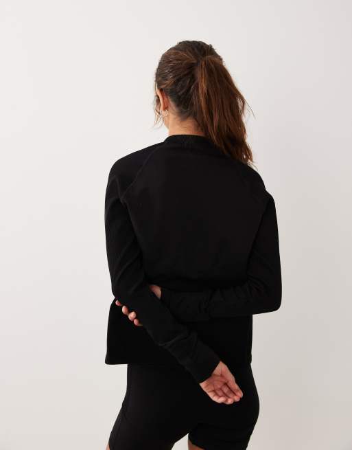 4505 sculpting seamless zip up long sleeve top in black, 3 of 4
