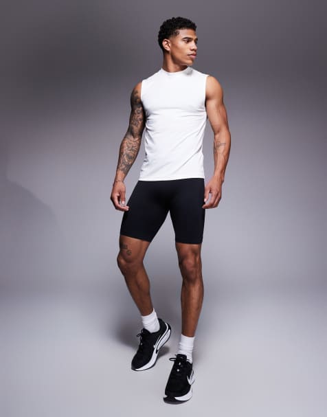 4505 seamless 20cm base layer running shorts with drawstring waist in black - view 1