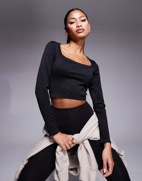 4505 seamless active long sleeve top in black  - view 1