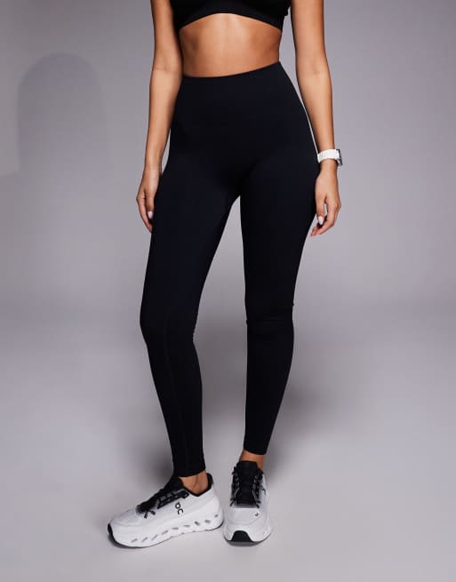 4505 seamless baby rib high waist gym leggings in black, 2 of 5