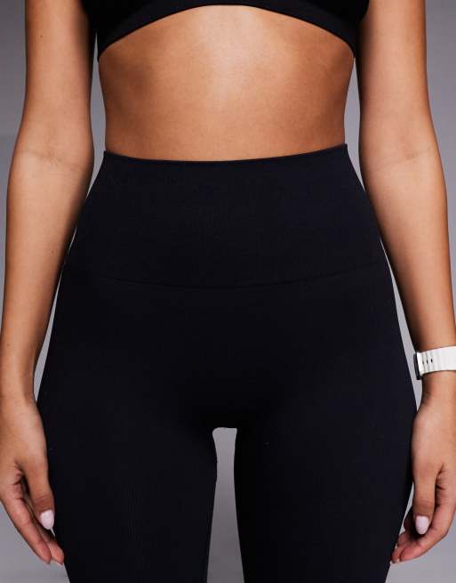 4505 seamless baby rib high waist gym leggings in black, 3 of 5