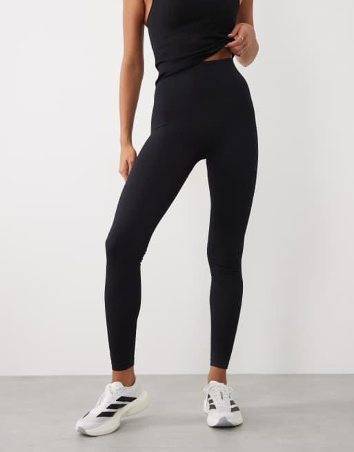 4505 seamless baby rib high waist gym leggings in black, 2 of 5