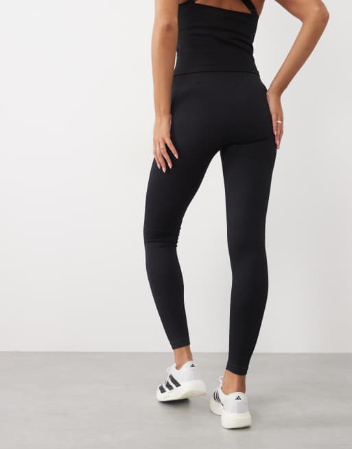 4505 seamless baby rib high waist gym leggings in black, 3 of 5