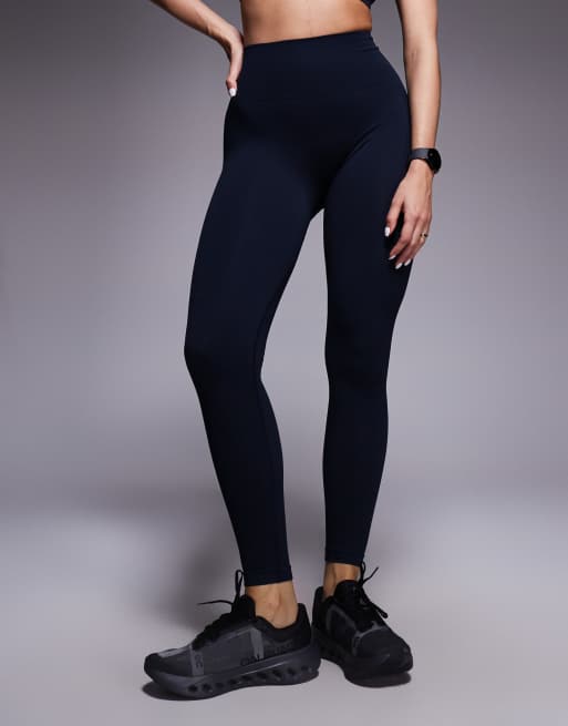 4505 seamless baby rib high waist gym leggings in navy, 2 of 5
