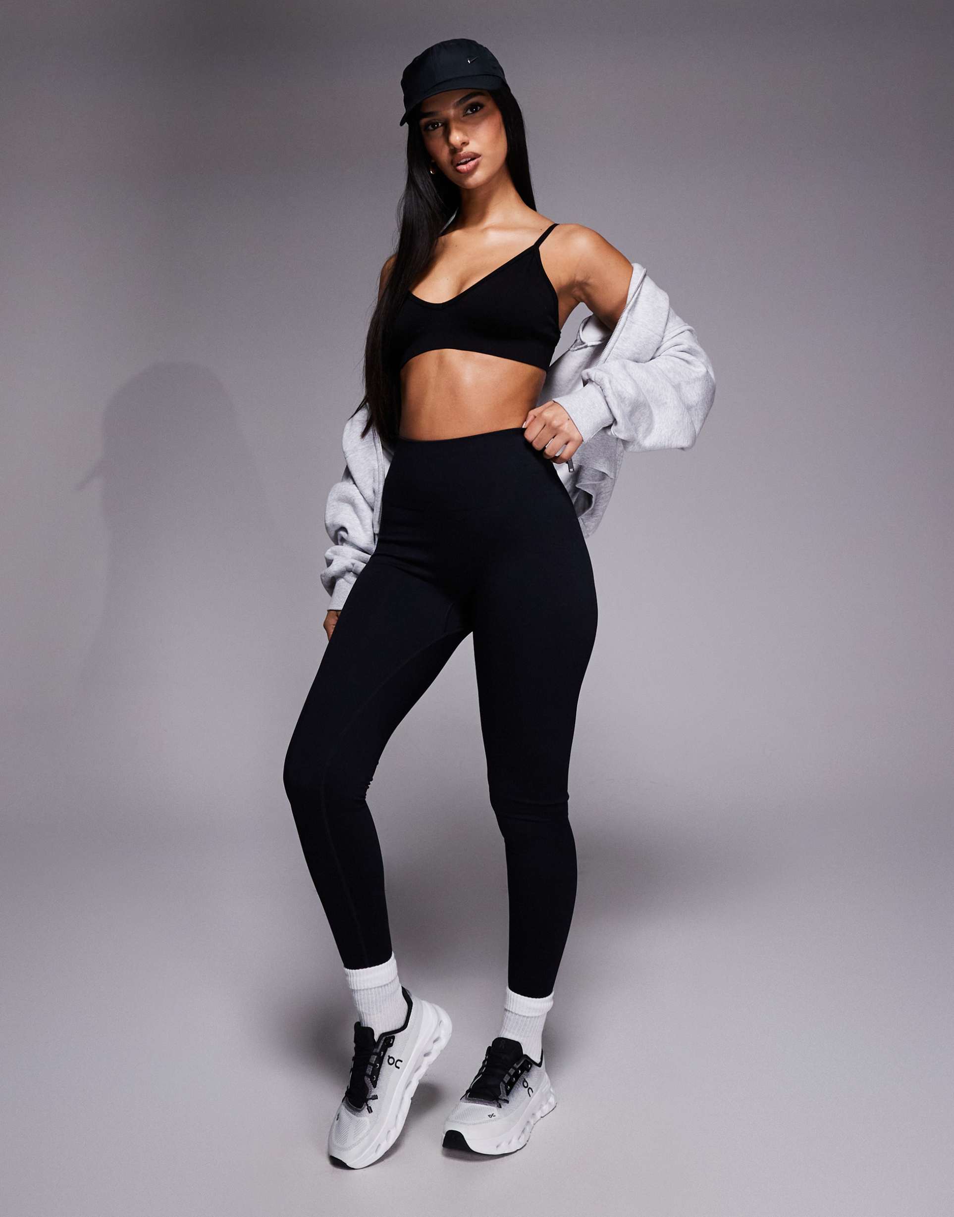 4505 seamless baby rib knit high waist gym leggings in black