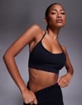 [ASOS] 4505 seamless baby rib light support sports bra in black XS Black