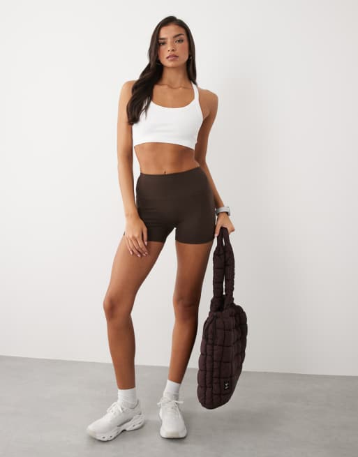 4505 seamless baby rib racer back sports bra with adjustable strap in white, 3 of 4