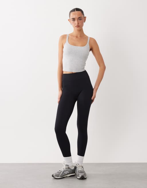 4505 seamless baby rib wrap back high waist gym leggings in black, 2 of 5