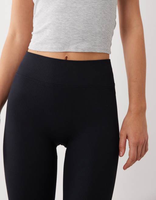 4505 seamless baby rib wrap back high waist gym leggings in black, 3 of 5