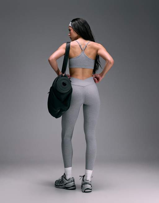 4505 seamless baby rib wrap back high waist gym leggings in light gray heather, 4 of 5