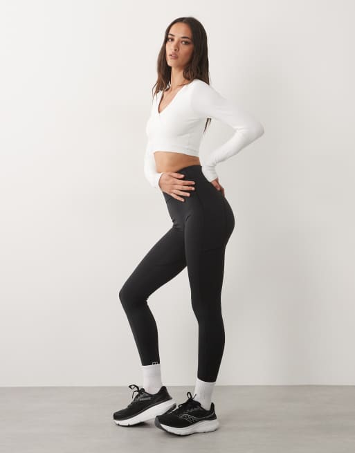 4505 seamless baby rib wrap front long sleeve top in white, 3 of 4