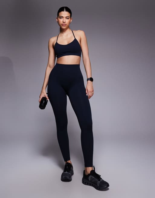 4505 seamless baby ribbed light support sports bra in navy, 2 of 4