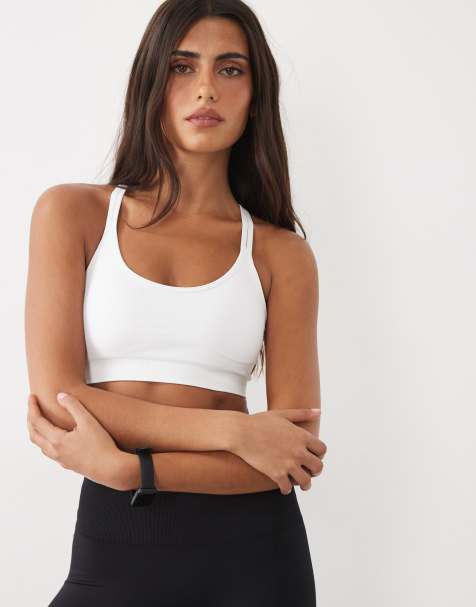 4505 seamless cross backs medium support sports bra with adjustable straps in white - view 1