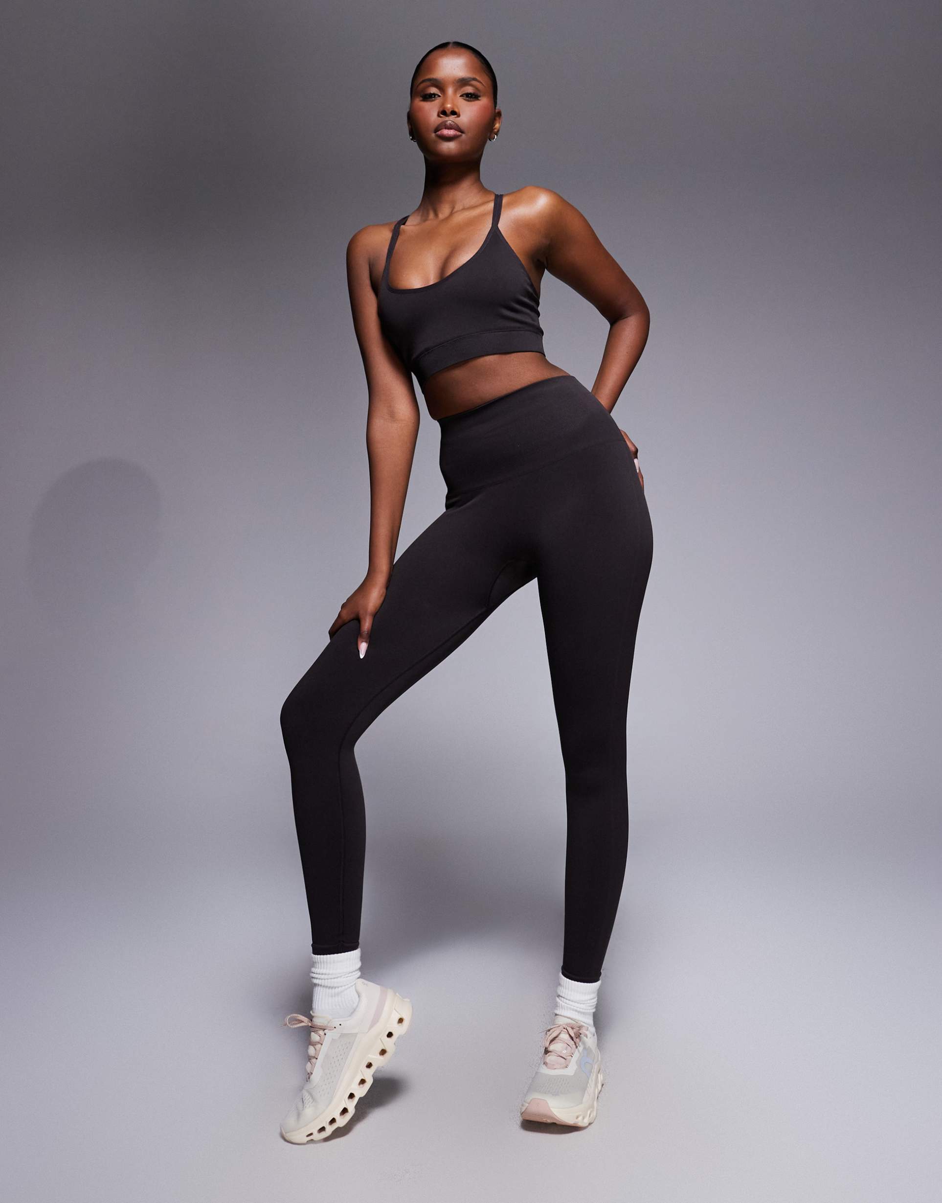 4505 seamless high waist gym leggings in dark chocolate