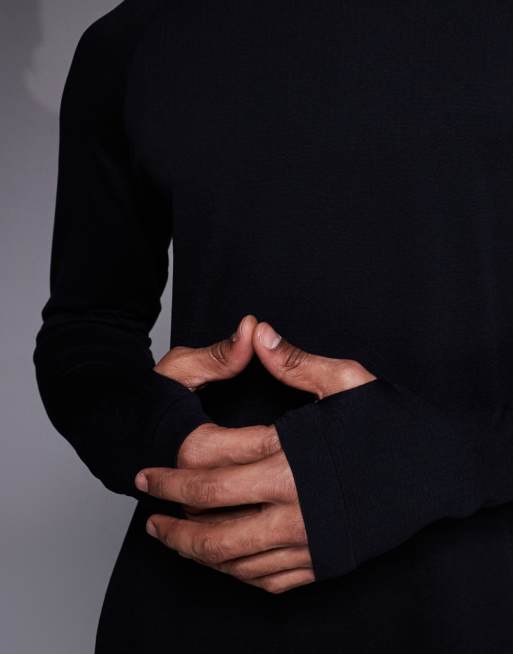 4505 seamless lightweight mesh quick dry relaxed long sleeve running t-shirt in black, 5 of 5
