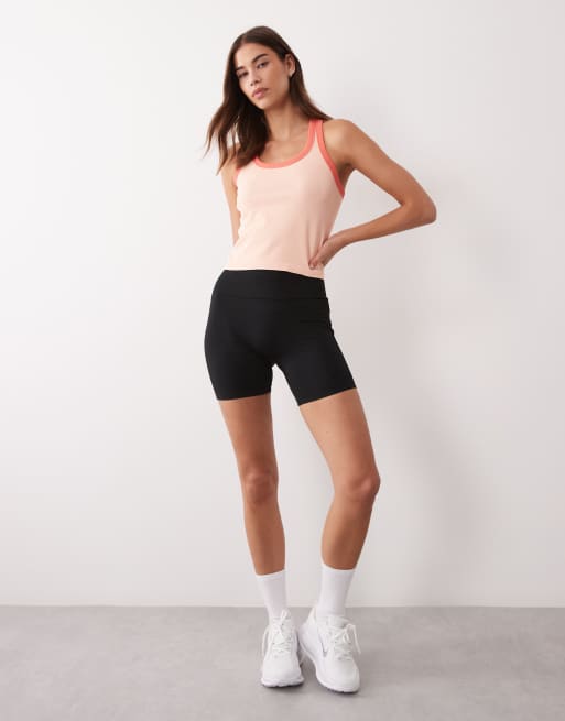 4505 seamless lightweight rib racer vest with contrast binding in apricot, 3 of 4