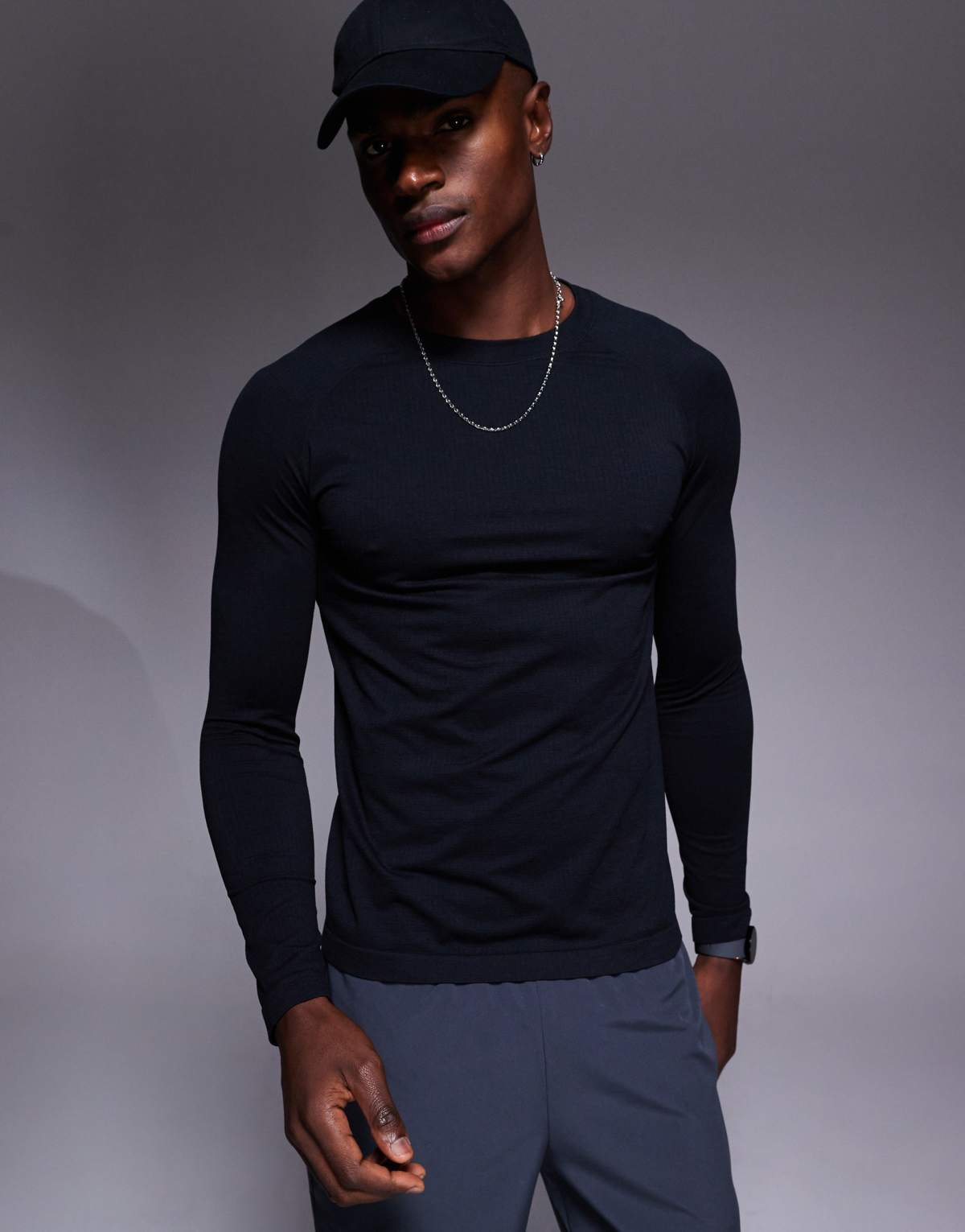 4505 seamless mesh slim fit lightweight base layer long sleeve in black