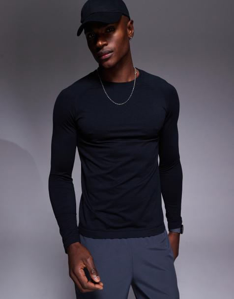 4505 seamless mesh slim fit lightweight base layer long sleeve t-shirt in black - view 1