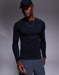 [ASOS] 4505 seamless mesh slim fit lightweight base layer long sleeve t-shirt in black S Black