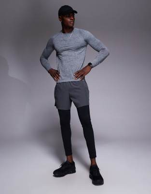 4505 Seamless Mesh Slim Fit Lightweight Base Layer Long Sleeve T-shirt In Gray