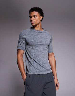4505 seamless mesh slim fit lightweight base layer t-shirt in sky grey marl