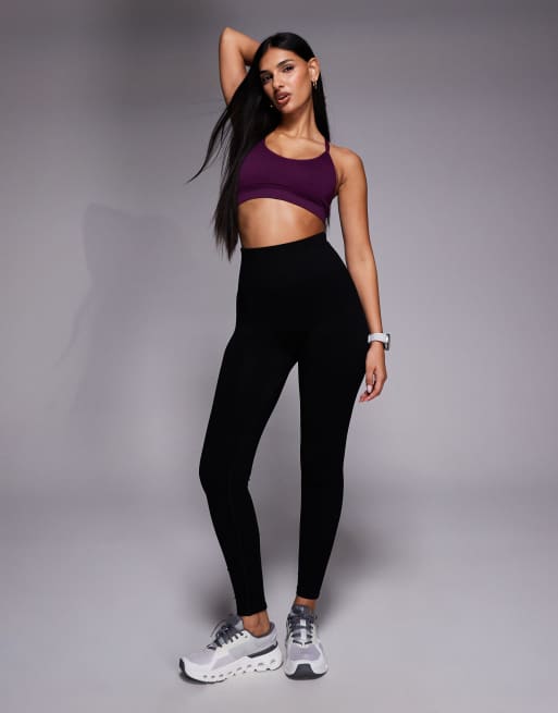 4505 seamless multi strap medium support sports bra with removable padding in plum, 4 of 4