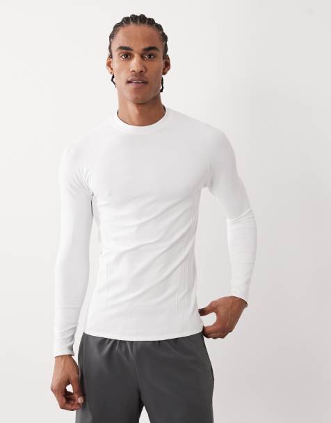4505 seamless physique defining muscle fit compression base layer long sleeve in white - view 1