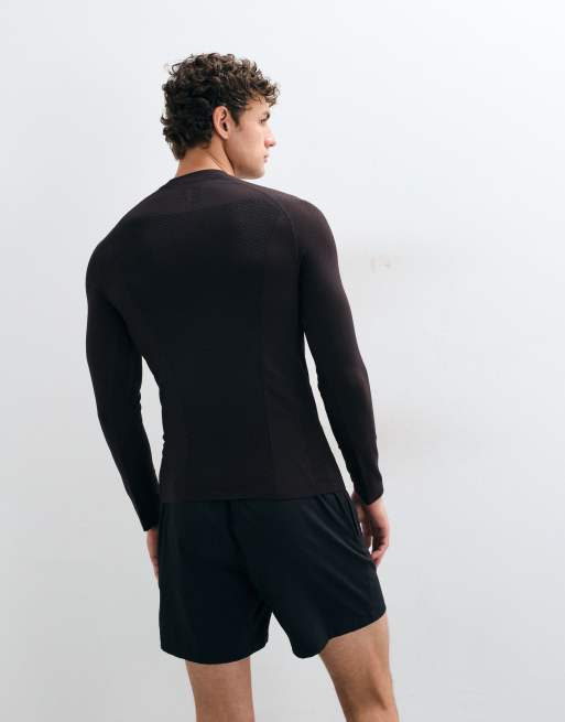 4505 seamless physique defining muscle fit compression base layer long sleeve t-shirt in brown, 5 of 5