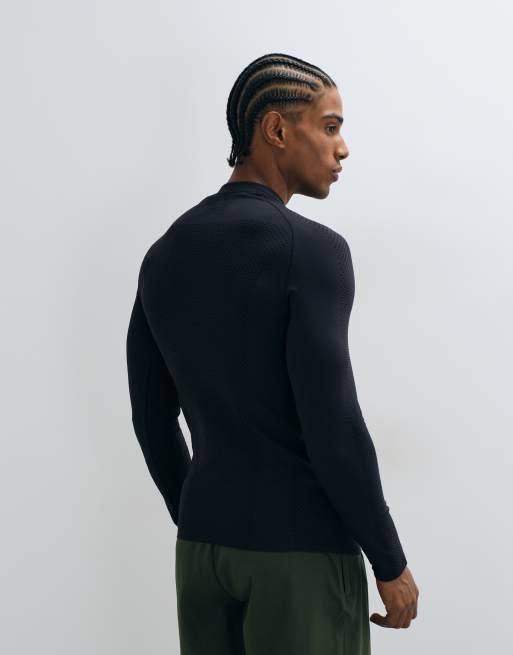 4505 seamless physique defining muscle fit compression base layer long sleeve top in black, 5 of 5