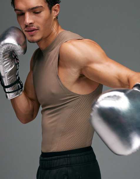 4505 seamless physique defining muscle fit compression base layer singlet in sandstone - view 1