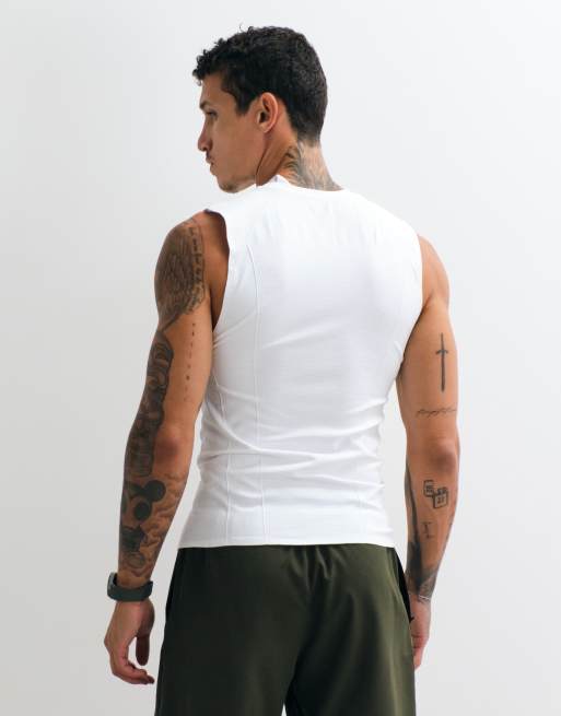 4505 seamless physique defining muscle fit compression base layer singlet in white, 5 of 5