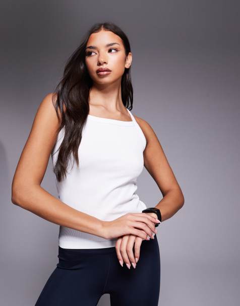 4505 seamless rib high neck 90s active vest in white - view 1