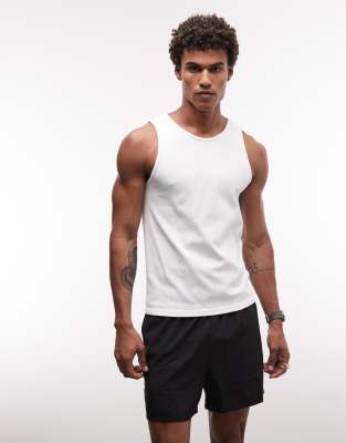 4505 Seamless Rib Knit Active Tank Top In White