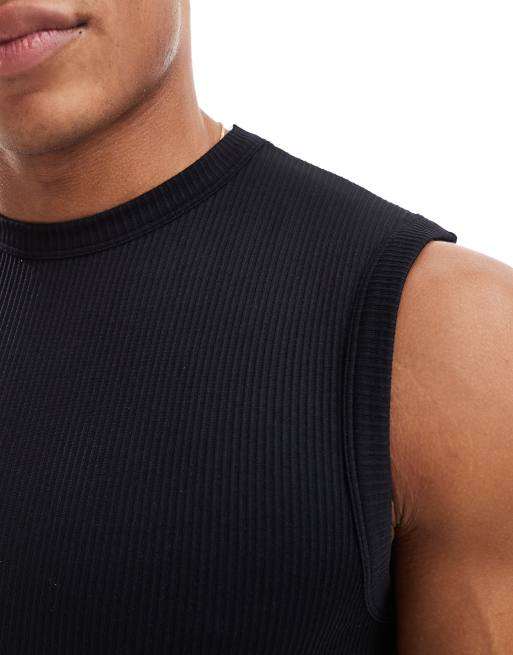 ASOS 4505 Seamless ribbed muscle fit training tank in black