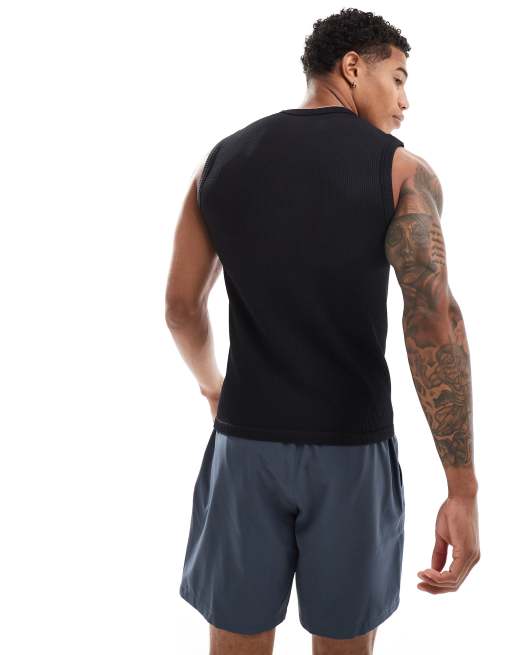ASOS 4505 Seamless ribbed muscle fit training tank in black