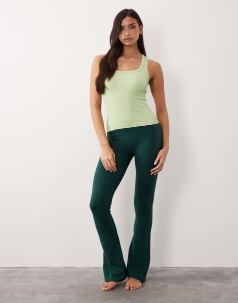 4505 seamless rib knit scoop neck tank top with racer back in pastel lime - view 1