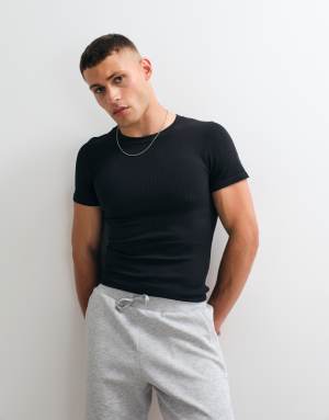 4505 seamless rib muscle fit training t-shirt in black